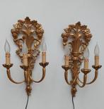 Paar verguld houten Applieken - Wandlamp (2) - Hout
