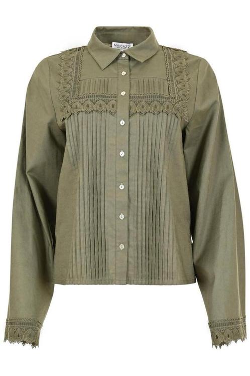 -50% Maicazz  Maicazz Blouse kathelyn army  maat XS, Kleding | Dames, Blouses en Tunieken, Groen, Nieuw, Verzenden