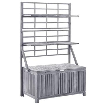 Acaciahouten Kussenbox met Trellis | Tweedekansje | OP=OP beschikbaar voor biedingen