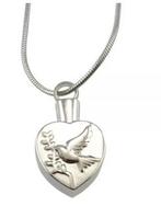 Ashanger, assieraad rvs hart duif (vrede), Nieuw, Zilver, Overige materialen, Hart