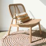 *WOONWINKEL* Kave Home Nadra Teak Design Fauteuil Met Rotan, Huis en Inrichting, Fauteuils, Nieuw, Hout, Verzenden