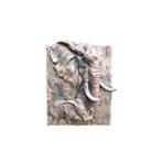 Wandornament woodlook van 2 olifanten, polystone-wood, Ophalen of Verzenden, Nieuw