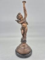 Figuur - Jugendstil-Bronzeskulptur – Kind mit Flügeln auf, Antiek en Kunst