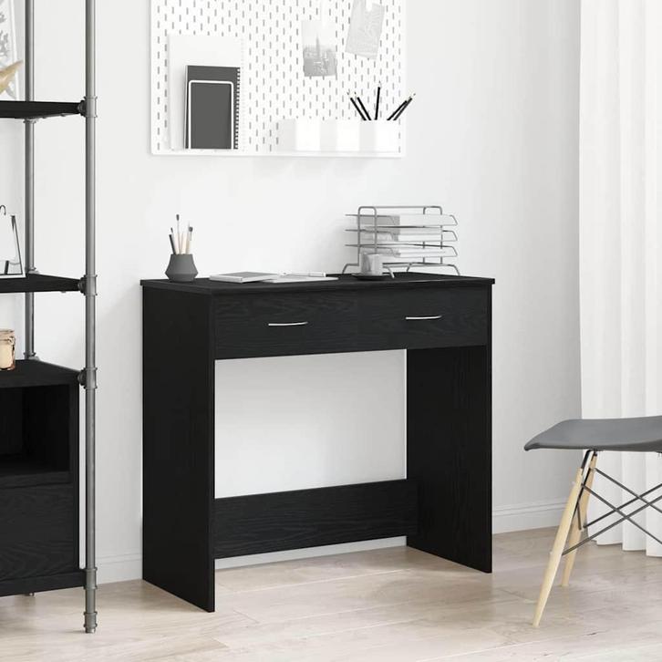 vidaXL Bureau Zwart eiken 80 x 40 x 75 cm Bewerkt hout, Huis en Inrichting, Bureaus, Nieuw, Verzenden