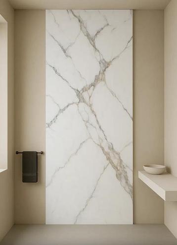 PVC Douchepaneel Hoogglans Goud Beige Wit Calacat | TOPNL #1 beschikbaar voor biedingen
