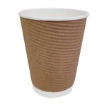 Recyclable koffiebekers ribbelwand | 340ml (25 stuks), Verzenden, Nieuw in verpakking