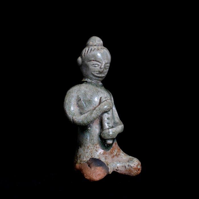 Sawankhalok Steengoed Celadon-beeld van een zittende man die, Antiek en Kunst, Antiek | Overige Antiek