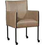 Set van 6 Leren eetkamerstoelen More - Granada Taupe, Ophalen of Verzenden, Nieuw, Leer