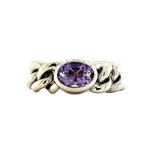 Witgouden ring met amethist 14 krt, Sieraden, Tassen en Uiterlijk, Ringen, Wit, Zo goed als nieuw, Goud, Verzenden