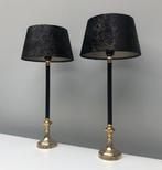 Tafellamp - Messing, Textiel - Twee schemerlampen