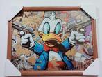 Donald duck    44cm bij 34cm in lijst met  glas, Verzenden, Gebruikt