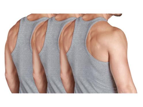 3 stuks SQOTTON® halterhemd - 100% katoen - Grijs, Kleding | Heren, Ondergoed, Verzenden