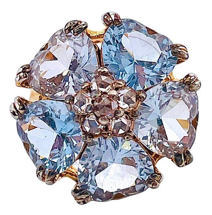 Zonder minimumprijs - Ring - 9 kt. Geel goud, Zilver Topaas, Sieraden, Tassen en Uiterlijk, Ringen