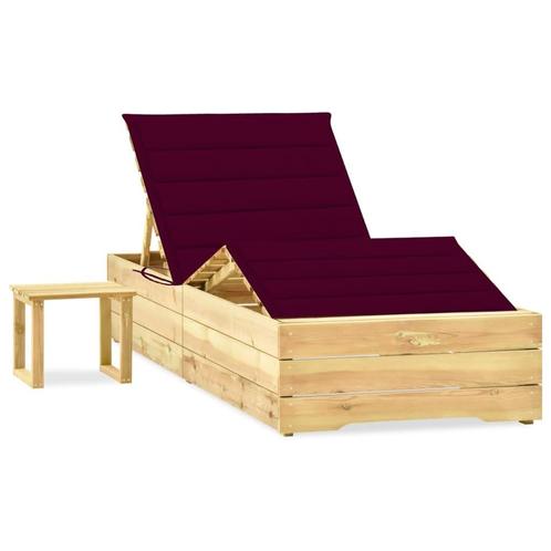 vidaXL Ligbed met tafeltje en kussen geïmpregneerd, Tuin en Terras, Ligbedden, Nieuw, Verzenden