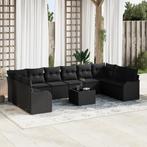 vidaXL 11-delige Tuinbankenset met kussens poly rattan beige, Tuin en Terras, Verzenden, Nieuw, Rotan