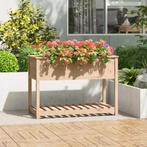 vidaXL Plantenbak met schap 111,5x54x81 cm massief, Verzenden, Nieuw, Hout, 60 cm of meer