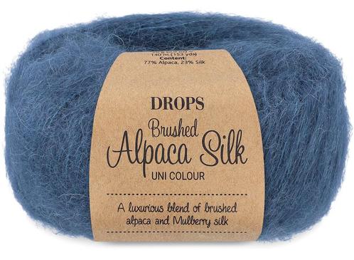 DROPS Brushed Alpaca Silk Uni Colour - 25 staalblauw - Wol, Hobby en Vrije tijd, Breien en Haken, Ophalen of Verzenden