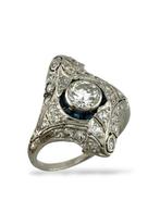 Ring Platina, Art Deco platinumring met 1,75 karaat, Nieuw