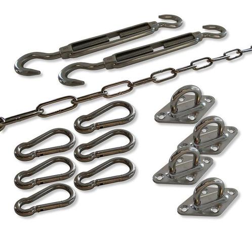 RVS XL bevestiging set schaduwdoek vierkant / rechthoek, Tuin en Terras, Schaduwdoeken