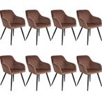 Eetkamerstoel Marilyn fluweellook, zwarte stoelpoten - bruin, Huis en Inrichting, Stoelen, Verzenden, Nieuw