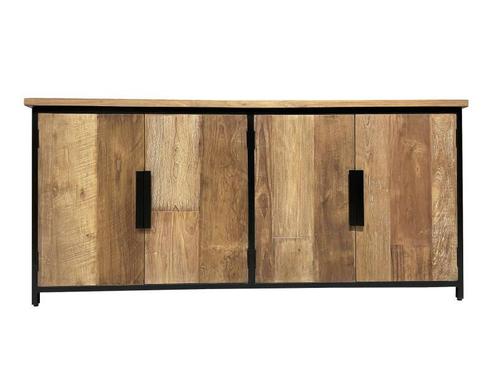 Dressoir ‘Tomar’ – Naturel Hout/Zwart | 185 cm, Huis en Inrichting, Kasten | Dressoirs, Ophalen