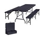 Biertafelset 3 delig inklapbaar Kunststof Antraciet 180cm, Verzenden, Nieuw
