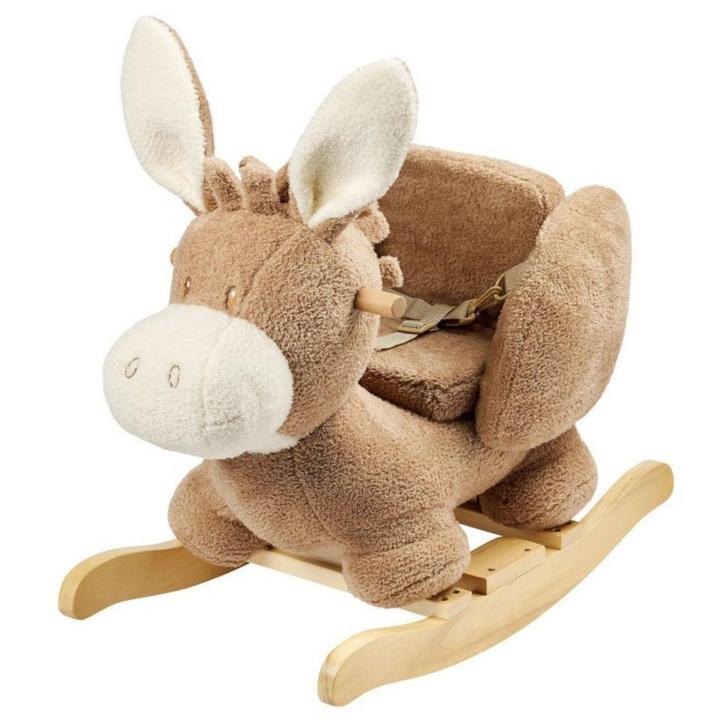 Hobbeldier ezel van teddy stof in beige – knuffelzacht en., Kinderen en Baby's, Speelgoed | Hobbelfiguren, Nieuw, Ophalen of Verzenden