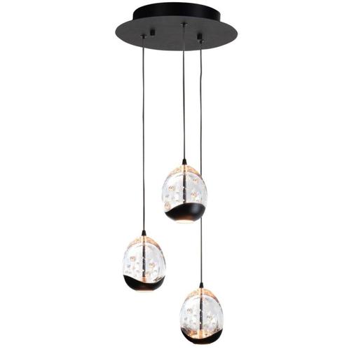 High light | Hanglamp | Zwart | Clear Egg | 3 lichts | Ø25cm, Huis en Inrichting, Lampen | Hanglampen, 75 cm of meer, Nieuw, Glas