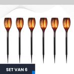Set 6x LED Solar tuinfakkels zonne-energie ZWART IP44, Ophalen of Verzenden, Nieuw