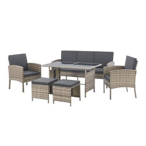 Juskys Loungeset / Tuinset Turijn - 7 personen - Polyrotan -, Tuin en Terras, Tuinsets en Loungesets, Nieuw, Verzenden