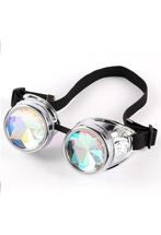 Goggles Steampunk Bril Zilver Chroom Montuur Caleidoscoop Gl, Ophalen of Verzenden, Nieuw, Feestartikel, Carnaval