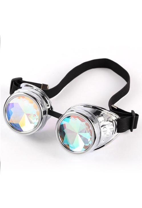 Goggles Steampunk Bril Zilver Chroom Montuur Caleidoscoop Gl, Hobby en Vrije tijd, Feestartikelen, Carnaval, Feestartikel, Nieuw