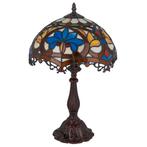 Tiffany tafellamp – Blauw & Amber Patroon – Ø 30 × H 46,5, Verzenden, Nieuw