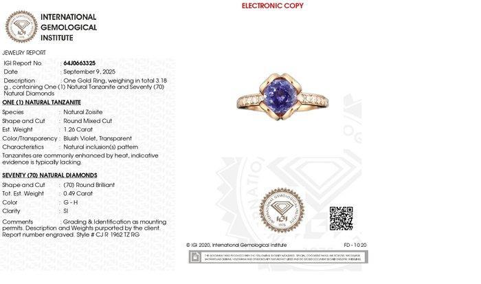 Verlovingsring - 14 karaat Roségoud - 1.75ct. tw. Tanzaniet, Sieraden, Tassen en Uiterlijk, Antieke sieraden