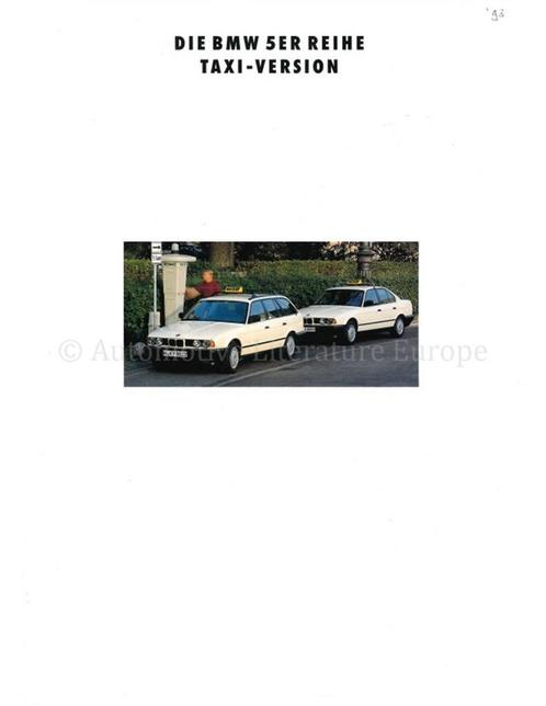 1992 BMW 5 SERIE TAXI BROCHURE DUITS, Boeken, Auto's | Folders en Tijdschriften, BMW