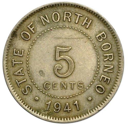 Britse Noord-Borneo. 1 Cent 1888 & 5 Cents 1941 (Zonder, Postzegels en Munten, Munten | Europa | Niet-Euromunten
