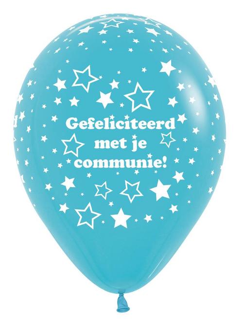 Ballonnen Communie Stars Caribbean Blue 30cm 25st, Hobby en Vrije tijd, Feestartikelen, Nieuw, Verzenden
