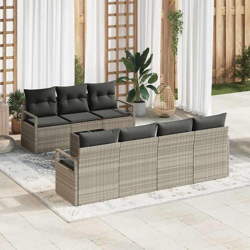 vidaXL Tuin Sofa Set 8 pcs Lichtgrijs 55 x 55 x 37 cm poly, Tuin en Terras, Tuinsets en Loungesets, Nieuw, Rotan, Verzenden