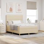 vidaXL LED Box Spring Bed met matras Crème 160 x 200 cm Stof, Verzenden, Nieuw, Crème, Stof