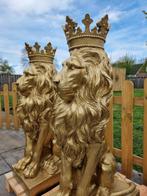 Beeld, Large Set Lions with Crown - 90.5 cm - Hars