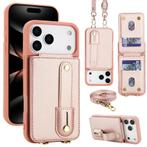 iPhone 17 Pro Hoesje met Pasjeshouder en Draagkoord Rosé Gou, Ophalen of Verzenden, Nieuw