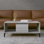 vidaXL Salontafel 90x50x36,5 cm bewerkt hout grijs sonoma, 50 tot 100 cm, Verzenden, Nieuw, 50 tot 100 cm