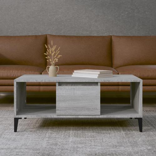 vidaXL Salontafel 90x50x36,5 cm bewerkt hout grijs sonoma, Huis en Inrichting, Tafels | Salontafels, 50 tot 100 cm, Nieuw, Overige houtsoorten