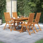 vidaXL 5-delige Tuinset massief acaciahout, 4 zitplaatsen, Nieuw, Tuinset, Verzenden