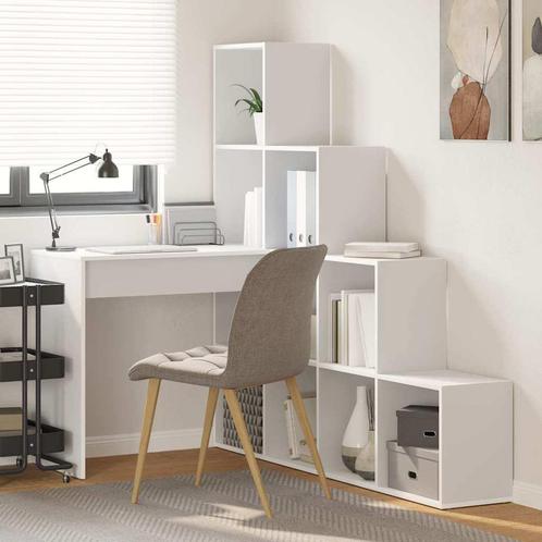 vidaXL Hoekbureau met plank Wit 101,5 x 149,5 x 149,5 cm, Huis en Inrichting, Bureaus, Nieuw, Verzenden