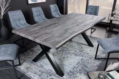 Industriële eettafel WILD 160cm grijs witgekalkt wild eiken, Huis en Inrichting, Tafels | Eettafels, Ophalen of Verzenden