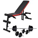 vidaXL Buikspierbank met halterset verstelbaar 60,5 kg, Sport en Fitness, Verzenden, Nieuw
