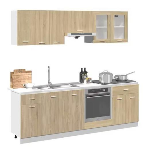 8-Delige Keukenkastenset – Sonoma Eiken Kastcombinatie, Huis en Inrichting, Keuken | Keukenelementen, Nieuw, Verzenden