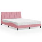 vidaXL Bed met matras fluweel roze 120x200 cm, Verzenden, Nieuw, Twijfelaar, 120 cm