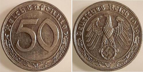 50 Reichspfennig Duitsland 50 Pfennig 1939f f prfr/f stgl..., Postzegels en Munten, Munten | Europa | Niet-Euromunten, Verzenden